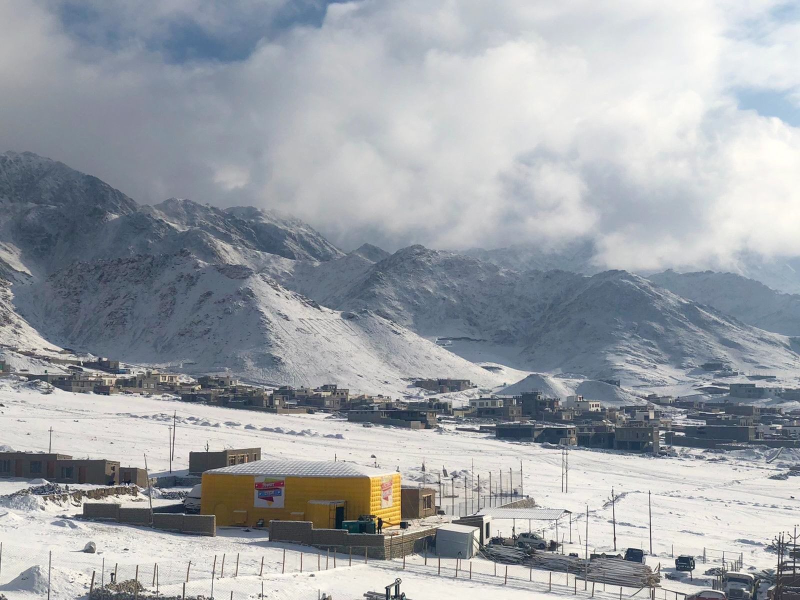 A view of the world's highest altitude cinema set up by Picture Time at Ladakh