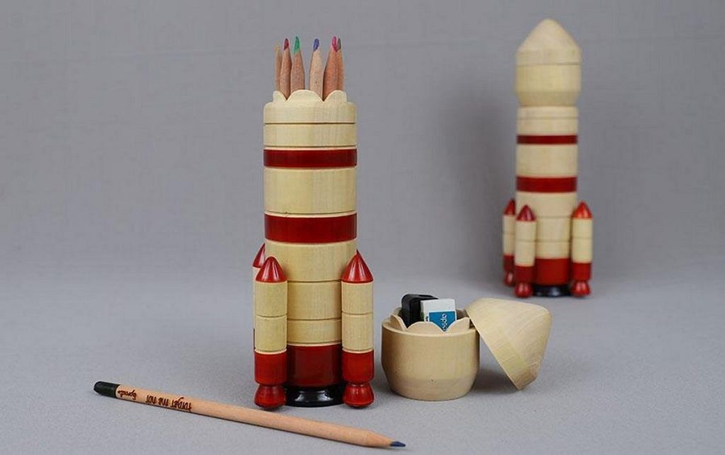 Wooden ISRO merchandise 
