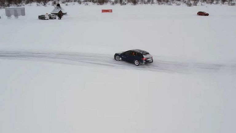 Inside 2024 dashboard—BMW M5 on race track, driving on a frozen lake, altitude sickness