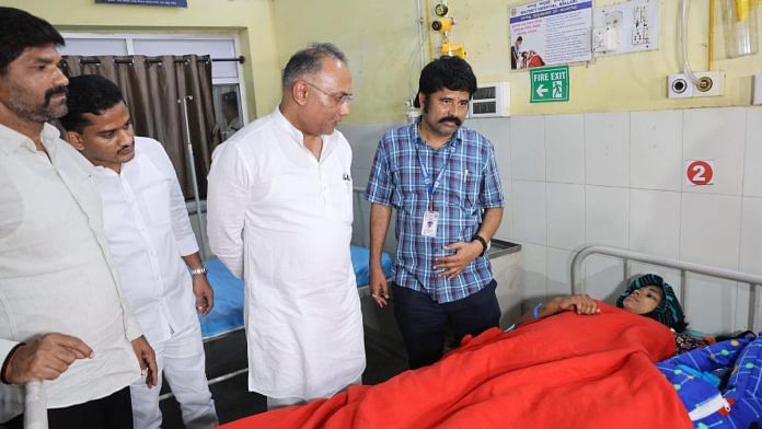 Karnataka health minister Dinesh Gundu Rao at the Ballari district hospital Sunday | Photo: X/@dineshgrao