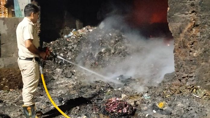 File photo of Delhi Fire Services dousing fire at waste collection site | By special arrangement