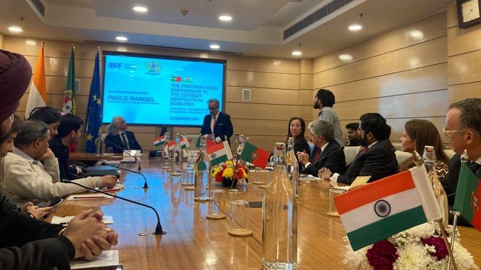 Portuguese foreign minister Paulo Rangel at Observer Research Foundation in Delhi Thursday | Photo: Keshav Padmanabhan/ThePrint