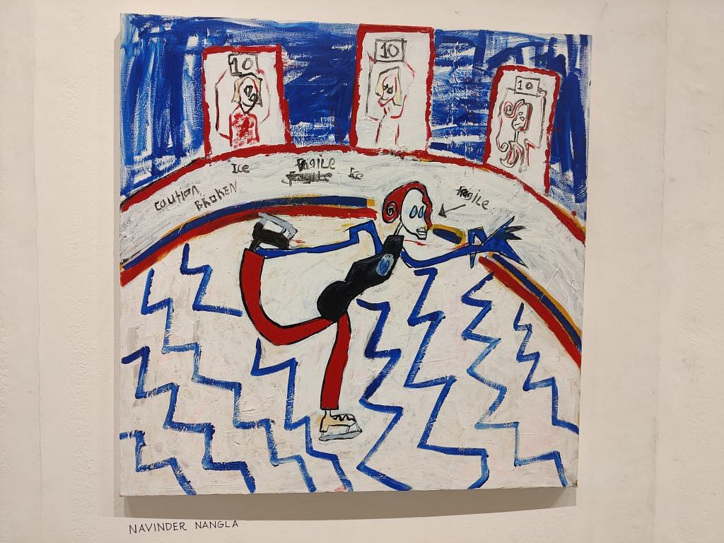 A painting by Navinder Nangla, celebrating imperfection | Photo: Sakshi Mehra | ThePrint