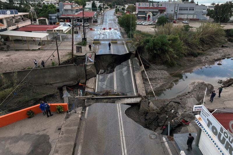 Storm destroys bridges and damages homes in Greek island of Rhodes