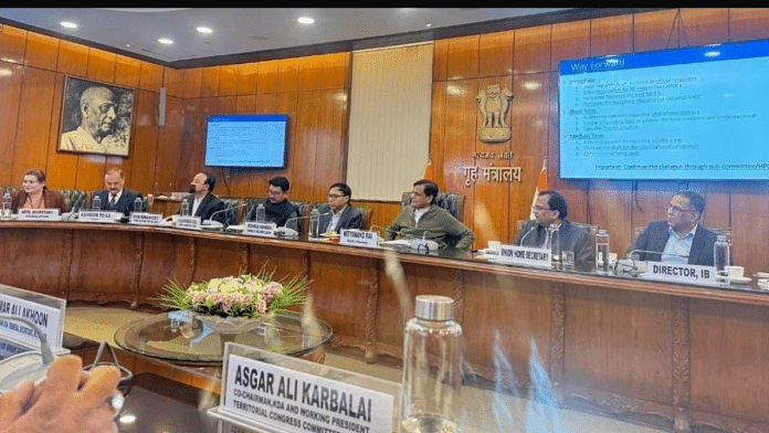 Union Minister of State for Home Nityanand Rai (third from right) chairs the the high-powered committee meeting on Tuesday | X/@Haneefa_Jan