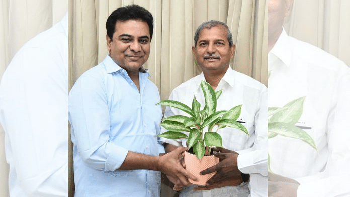 BRS working president K. T. Rama Rao with party leader Chennamaneni Ramesh | X/@KTRBRS