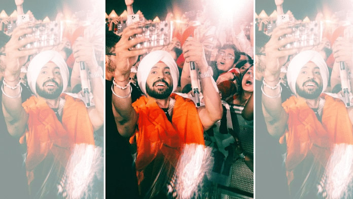 Singer-actor Diljit Dosanjh at his event with fans in Indore on Sunday | Pic credi: Insta/diljitdosanjh
