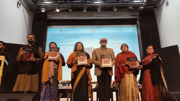 Author KK Gopalakrishnan along with other panellists at the launch of his book Theyyam at Delhi's IIC | Shubhangi Misra, ThePrint