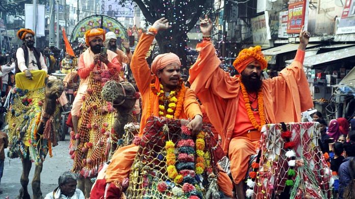 Representational image | Hindu priests arriving in Prayagraj ahead of the Maha Kumbh Mela, scheduled to begin on 13 January, 2025 | ANI