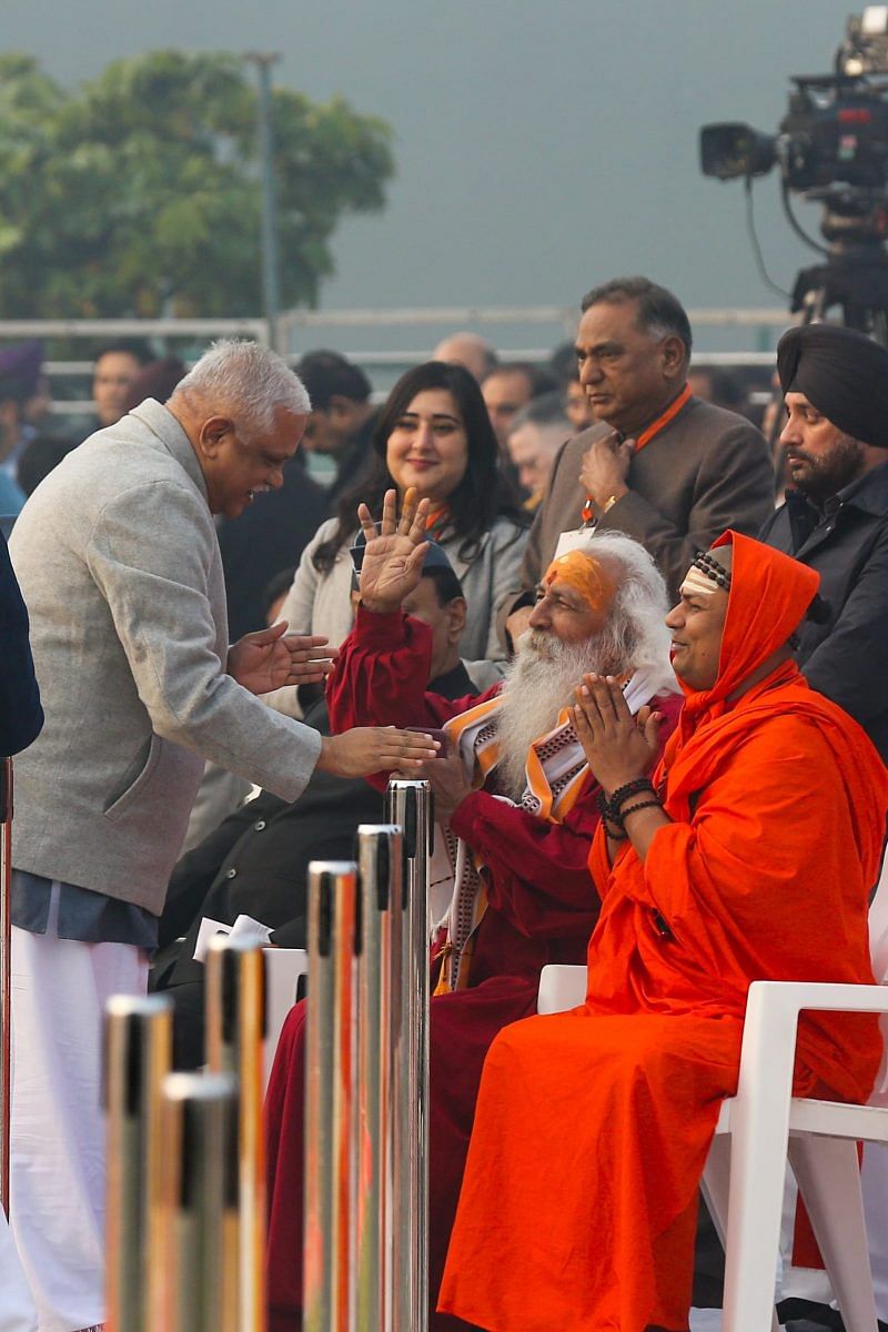 BJP national general secretary B.L. Santhosh greets saints | Photo: Suraj Singh Bisht | ThePrint