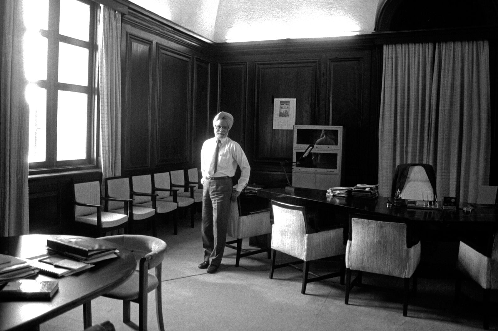 Finance Minister Manmohan Singh in his North Block office after presenting the 1991 budget. | Photo: Praveen Jain