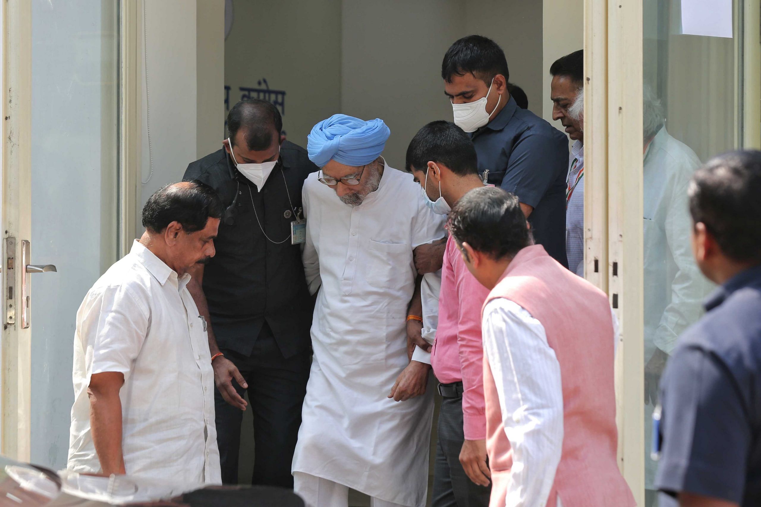 File photo of former prime minister Manmohan Singh leaving after casting their vote to elect new party president at AICC HQ on 17th Oct 2022 I Suraj Singh Bisht | ThePrint