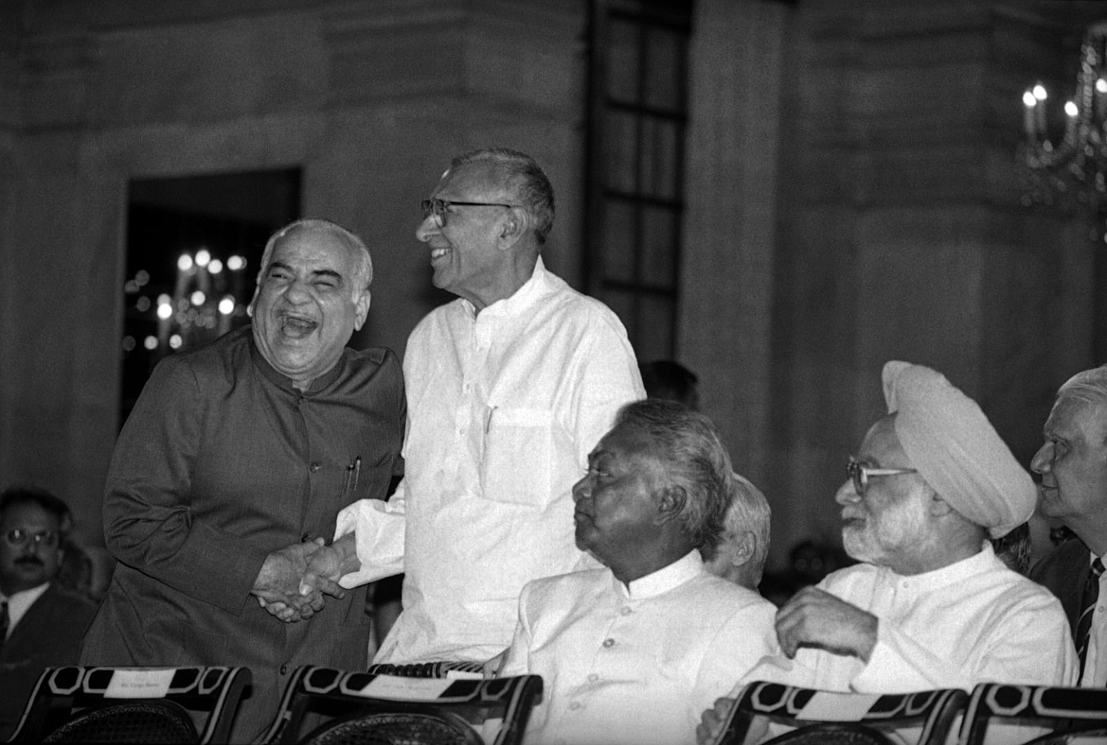 Manmohan Singh Madan lal Khurana and former CM Haryana Bansi Lal | Photo: Praveen Jain