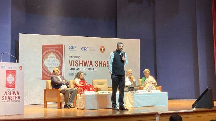 Dhruva Jaishankar addressing the audience at the launch of his book, 'Vishwa Shastra', Prime Ministers' Museum and Library