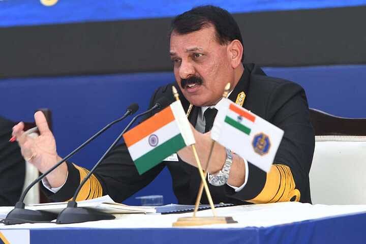 Indian Navy chief Admiral Dinesh Tripathi during his address | Praveen Jain | ThePrint