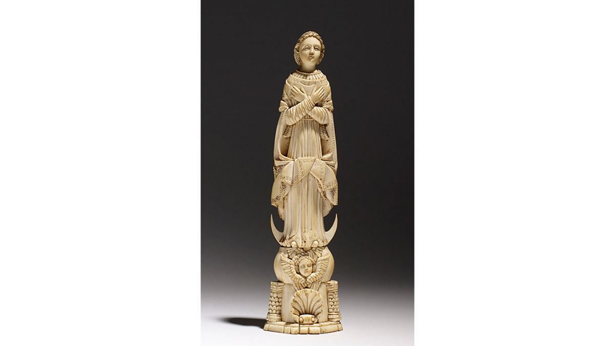 Madonna of the Immaculate Conception, Goa, India, 1680–1700, Ivory with gilding and paint. Image courtesy of The Walters Art Museum, Baltimore