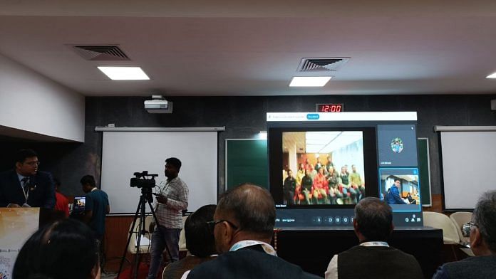 Guwahati video conference featuring scientists at India’s Bharati station in Antarctica | Photo: Akanksha Mishra, ThePrint