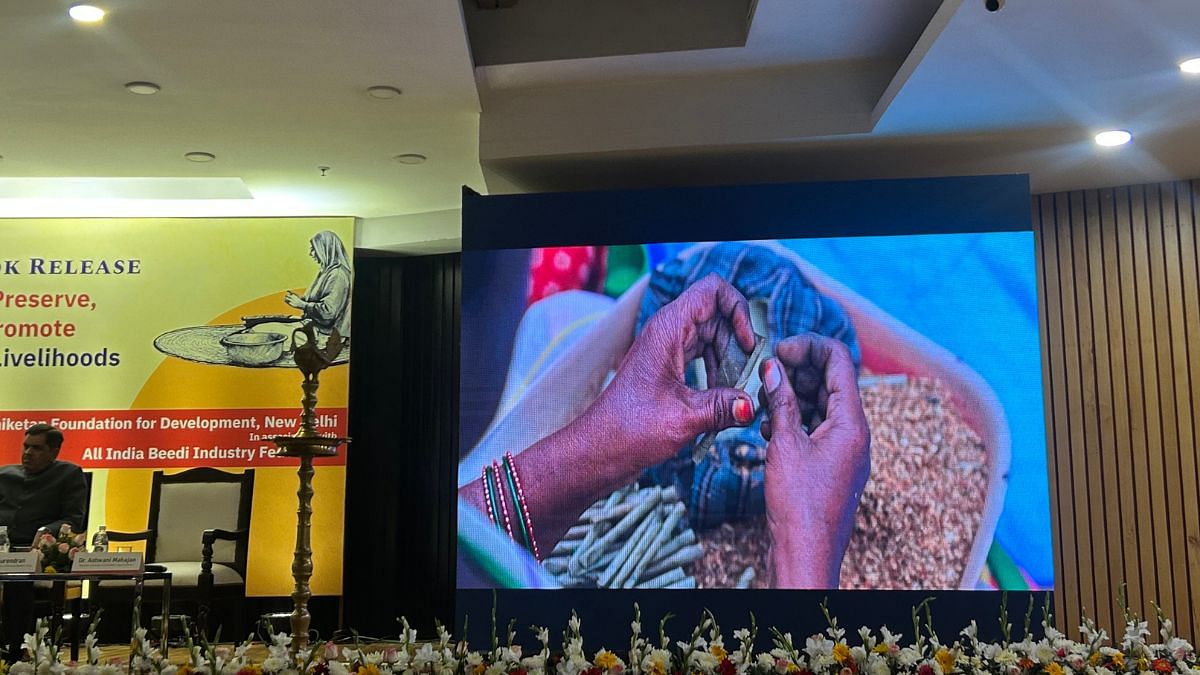 Part of the launch of the book ‘The Need to Preserve, Protect and Promote Beedi Workers Livelihoods’ at India International Centre, New Delhi. | Zenaira Bakhsh | ThePrint