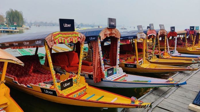 Fleet of Uber Shikara lined up at Ghat 16, Dal Lake | Photo: Prasanna Bachchhav, ThePrint