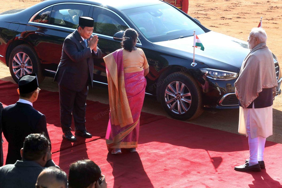 Indonesian President Prabowo Subianto greets Indian counterpart, President Droupadi Murmu | Praveen Jain | ThePrint
