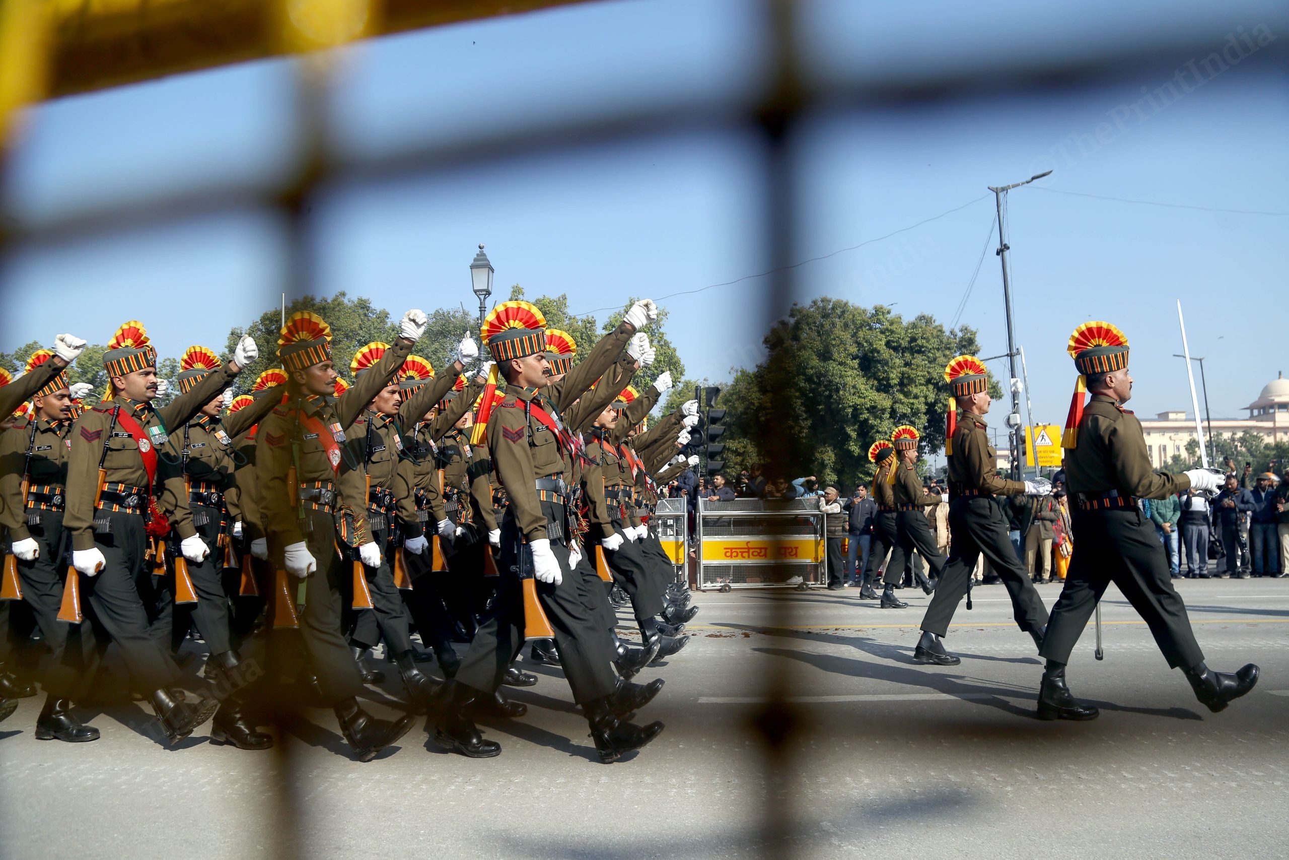 The Army contingent rehearsing at Kartavya Path. | Photo: Suraj Singh Bisht | ThePrint