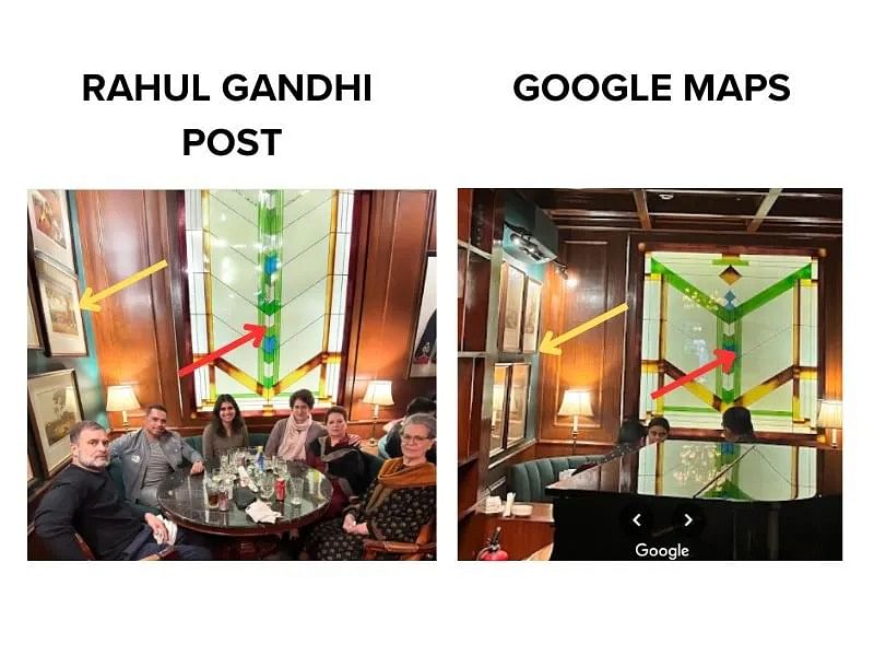 Comparison between the image shared by Rahul Gandhi on December 22, 2024, and the image available on Google Maps. (Source: Instagram/Google Maps)