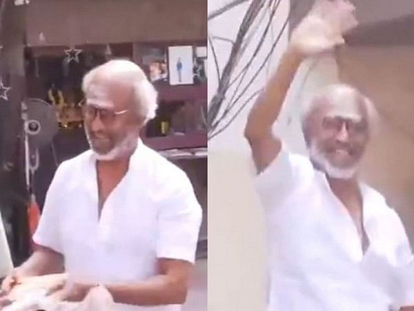 Rajinikanth greets fans outside his residence on New Year 