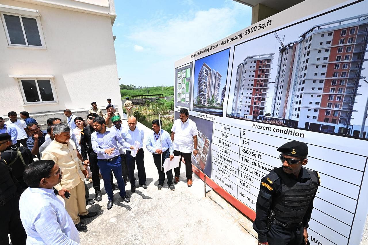 Chandrababu Naidu at the abandoned AIS officers' housing in June | By special arrangement