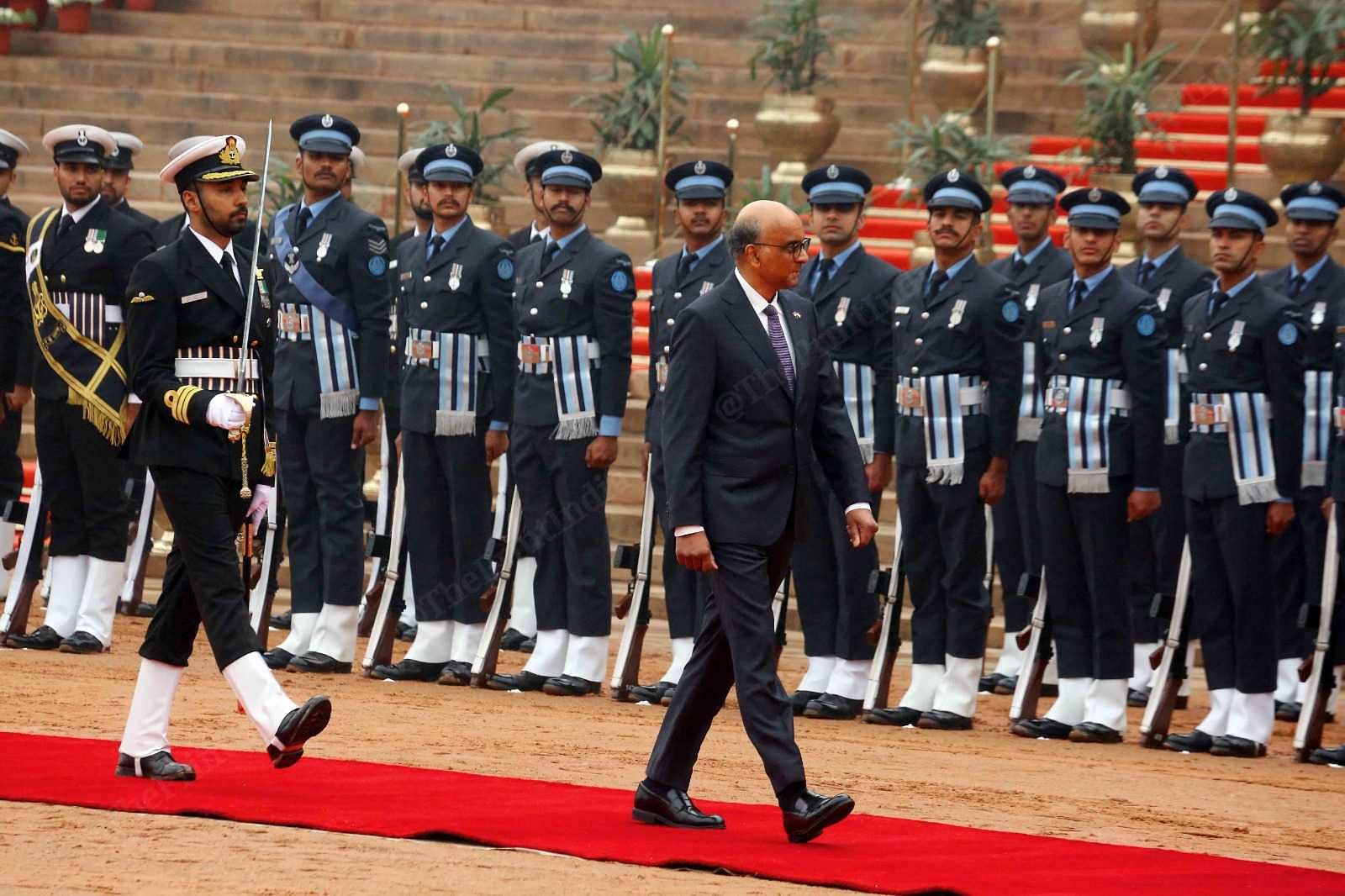 Tharman Shanmugaratnam President of Singapore at Ceremonial Reception at Rashtrapati Bhawan | ThePrint Photo by Praveen Jain