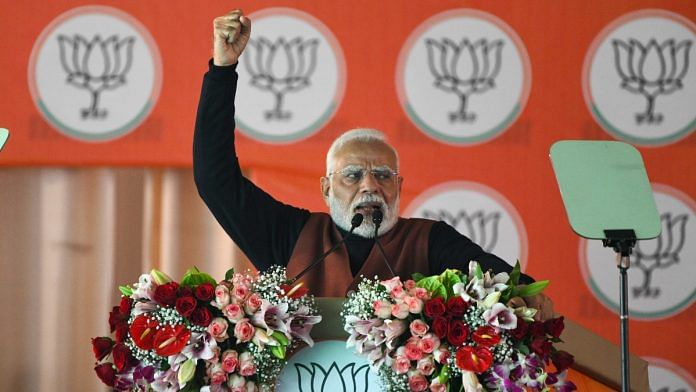 Prime Minister Narendra Modi addressed the public Parivartan rally at a Japanese park, rohini in New Delhi on Sunday, 5 January, 2024 | Suraj Singh Bisht | ThePrint