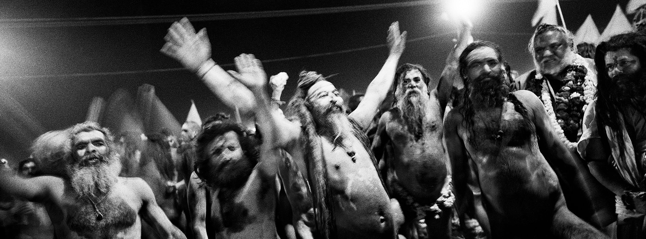 Ardh Kumbh Mela 2007: Naga Sadhus during the procession for the Shahi Snan of Mauni Amavasya.