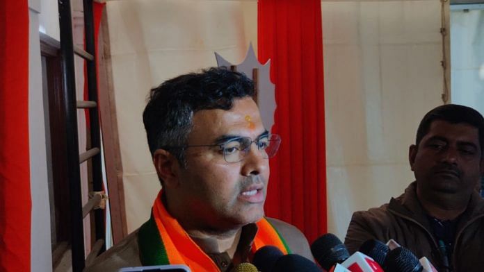 BJP candidate Parvesh Verma as he campaigns in the Kali Bari area of Delhi. | ThePrint