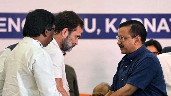 File photo of Rahul Gandhi and Arvind Kejriwal | ANI