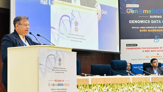 A speaker from the global ethics panel at GenomeINDIA in New Delhi on Thursday | X/@DBTIndia