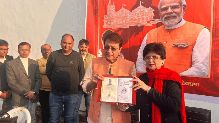 BJP MP Arun Govil at the press briefing in Meerut during which he announced his Ghar Ghar Ramayan campaign | X/@arungovil12