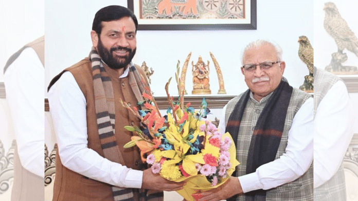File photo of Haryana CM Nayab Saini with his predecessor and Union Minister ML Khattar | X/@NayabSainiBJP