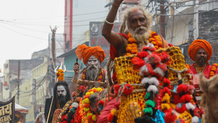 Seers perched on camels, elephants, and ornate chariots arrive at Prayagraj for Mahakumbh | Suraj Singh Bisht | ThePrint