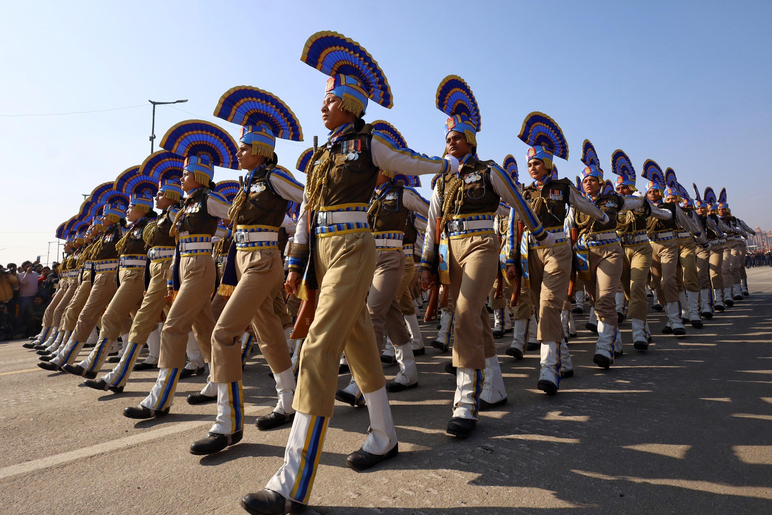A contigent of CRPF women marches during the rehearsals for India's Republic Day parade. | Photo: Manisha Mondal | ThePrint