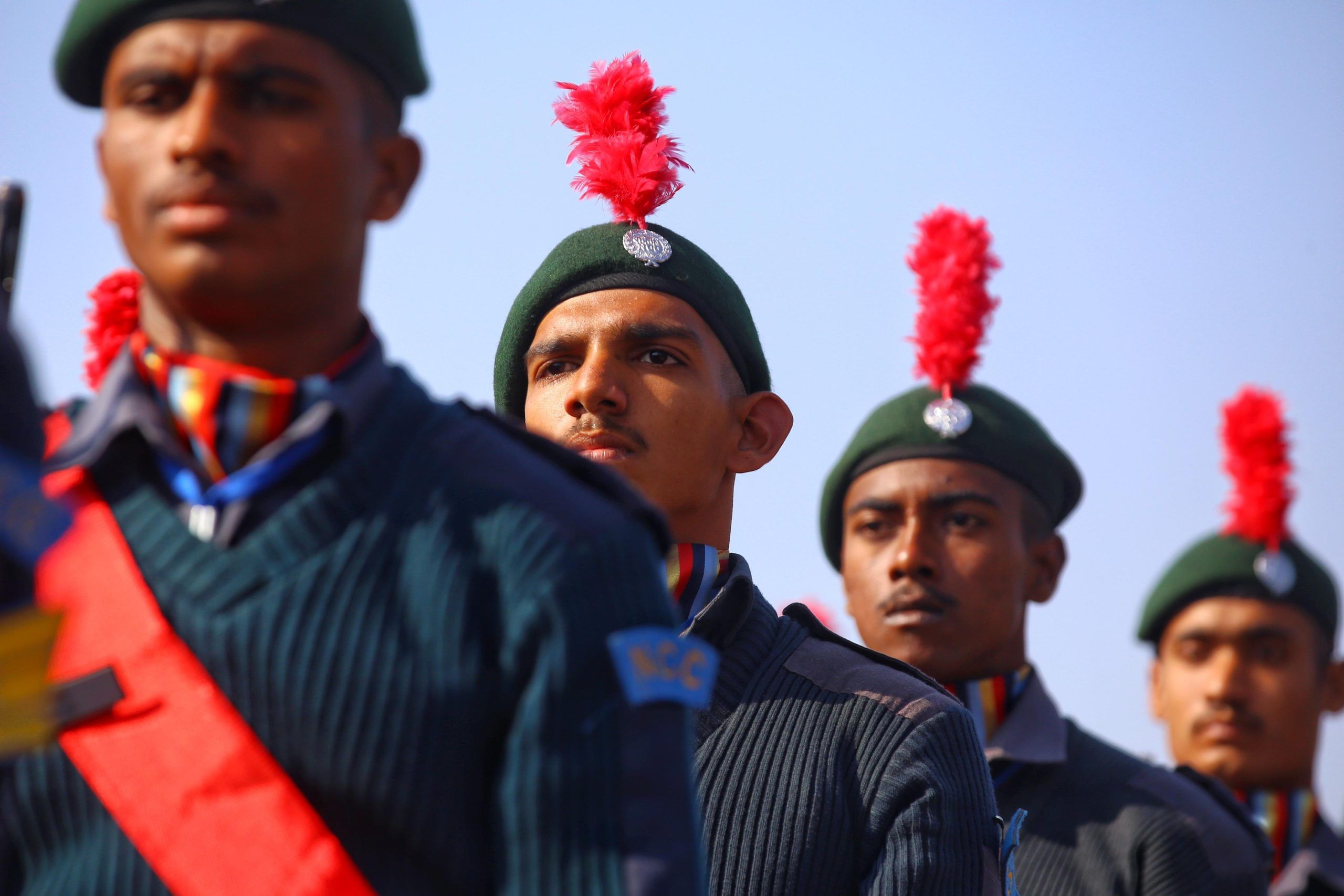 The NCC cadet contingent marches during rehearsals. | Photo: Manisha Mondal | ThePrint