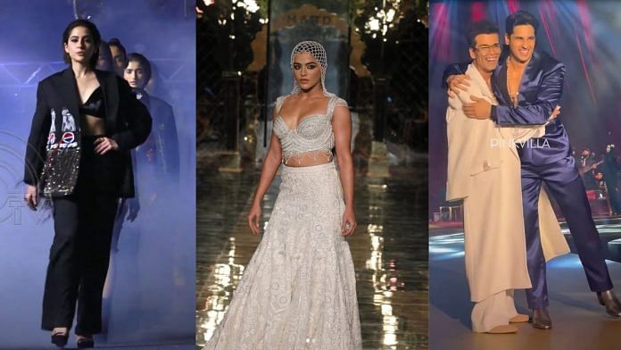 (L-R) Sara Ali Khan, Wamiqa Gabbi, Karan Johar, and Sidharth Malhotra | Photos: YouTube/10TV LIFE & Pinkvilla, Instagram/@fdciofficial