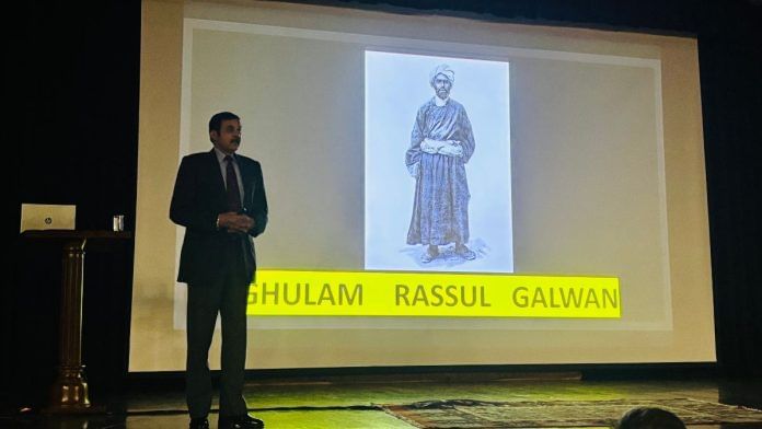 Brigadier Ashok Abbey giving lecture on Rasool Galwan (also spelled Rassul) | Vandana Menon, ThePrint