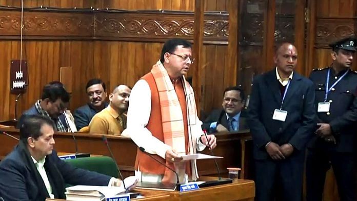Uttarakhand CM Pushkar Singh Dhami table the UCC Bill on 6 February 2024. It was passed a day later. | ANI