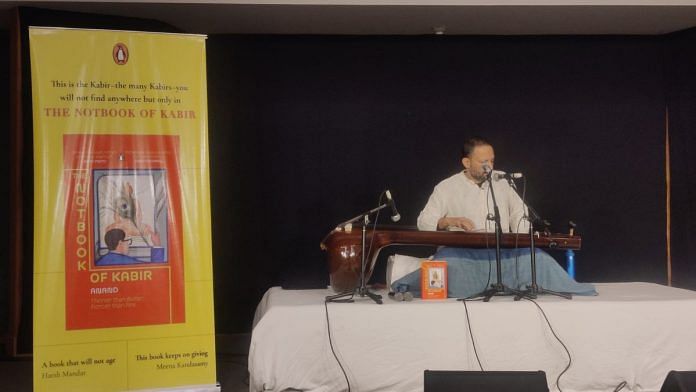 Anand on stage during the launch of his latest book The Notbook of Kabir | Sakshi Mehra | ThePrint