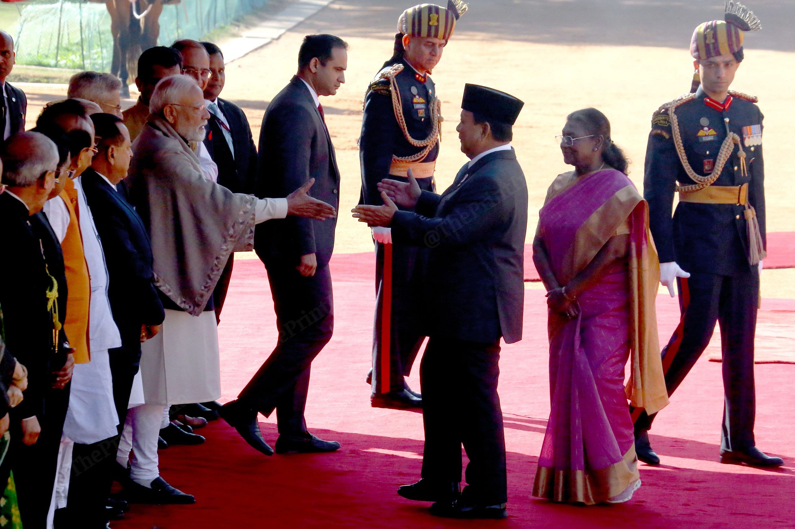 PM Modi greets President Prabowo after the latter receives the guard of honour | Praveen Jain | ThePrint