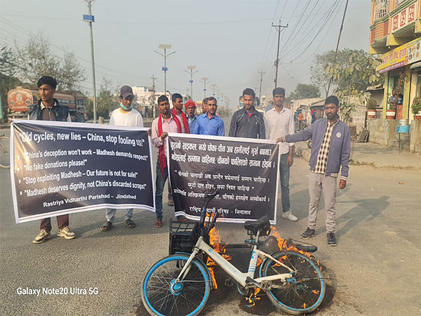 Nepal students burn 'substandard' cycles given by China