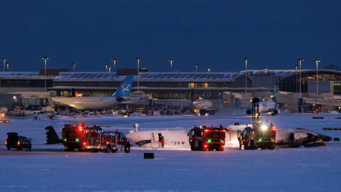 Delta plane flips upside down on landing at Toronto airport amid windy