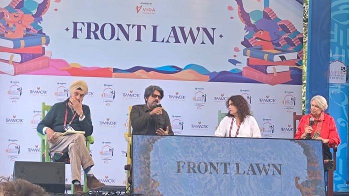 (L-R) Navtej Sarna, Pankaj Mishra, Selma Dabbagh and Lindsey Hilsum at the Jaipur Literature Festival | Photo: Madhurita Goswami | ThePrint