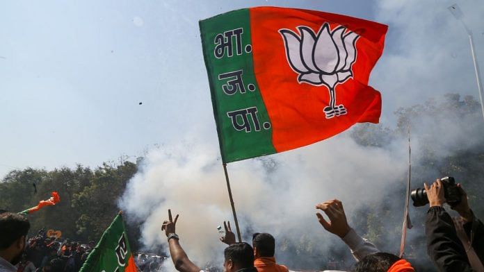 Celebrations outside BJP HQ | Suraj Singh Bisht | ThePrint