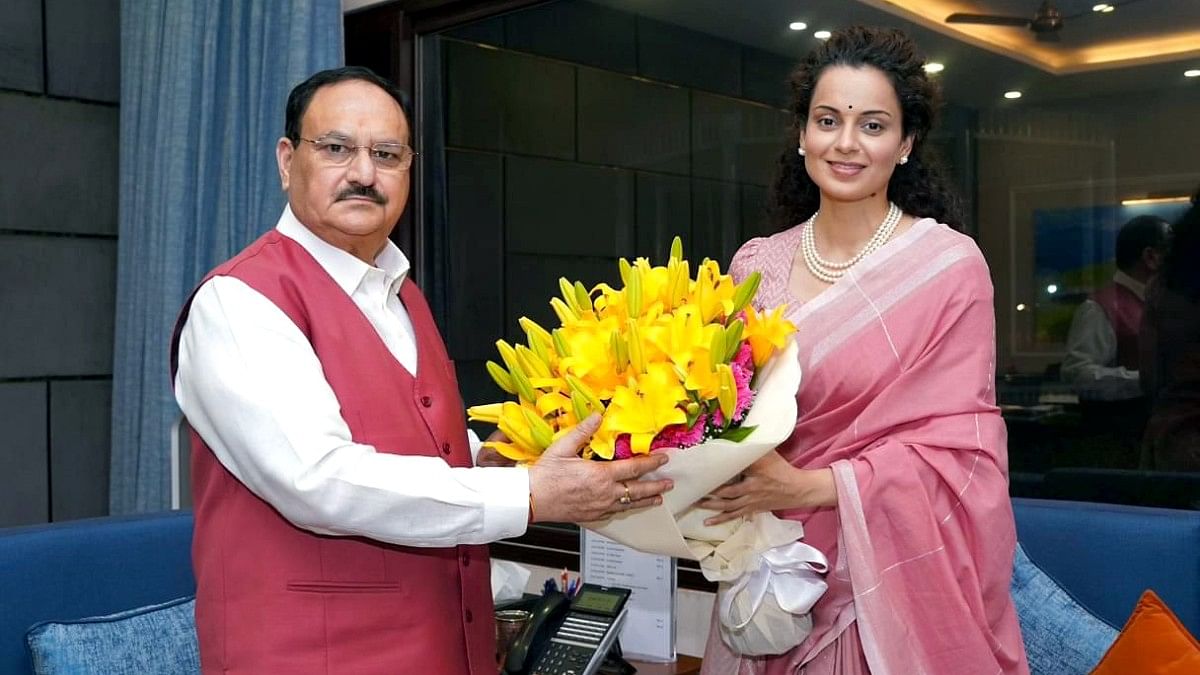 Kangana meeting BJP president JP Nadda at his residence, in New Delhi | ANI