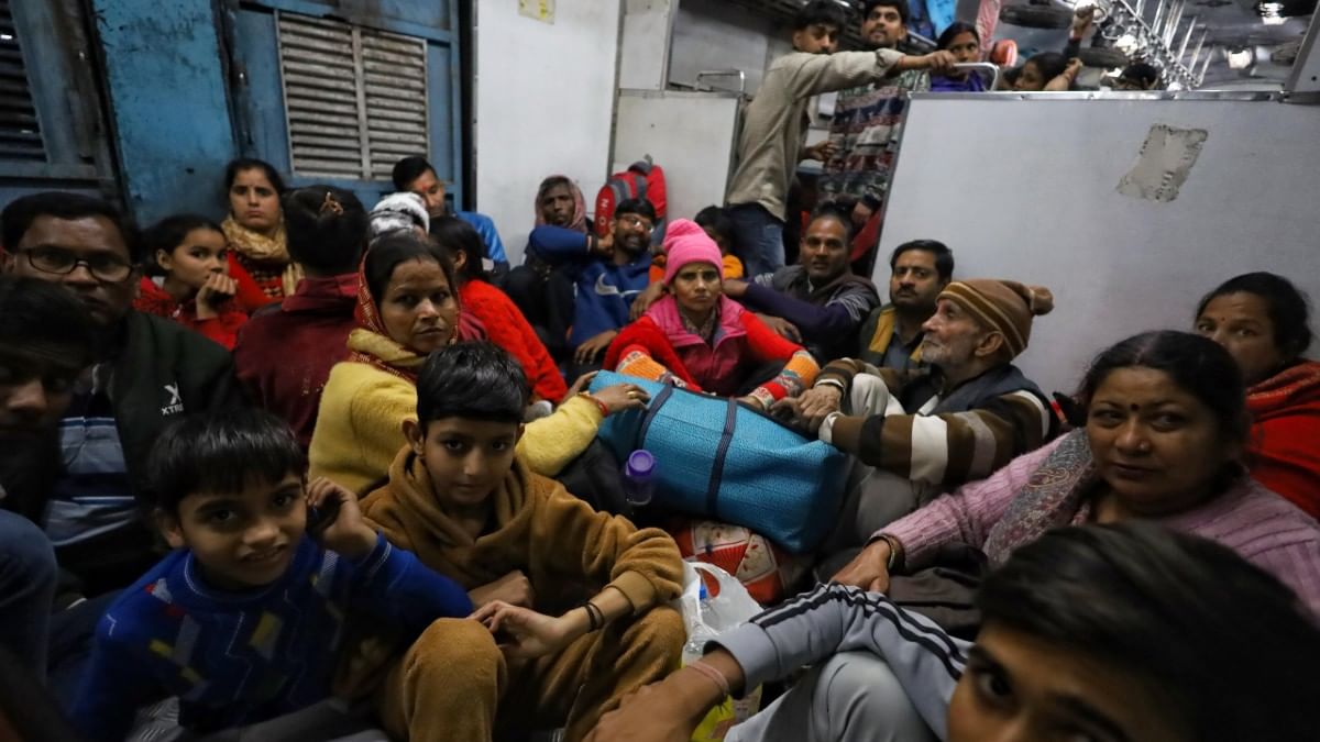 Passengers onboard a special train at NDLS, Sunday | Manisha Mondal | ThePrint